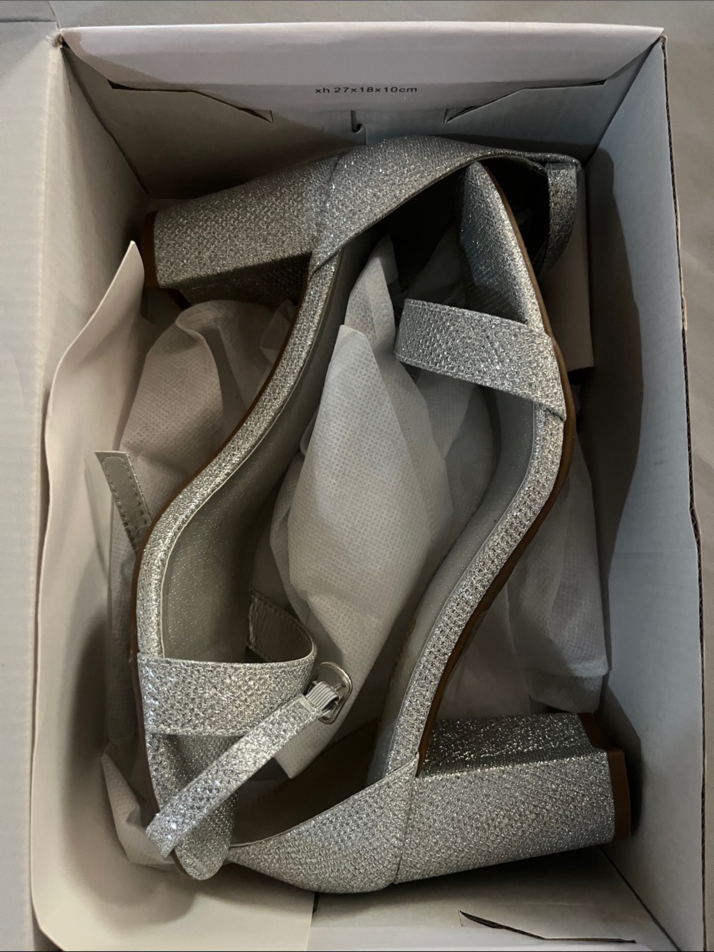Dream Pairs Silver Glitter Block Heel Sandals for Women